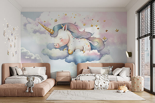 Unicorno che dorme sulle nuvole Carta da parati Unicorno che dorme sulle nuvole