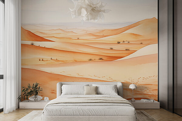 Paesaggio desertico con dune di sabbia Carta da parati Paesaggio desertico con dune di sabbia