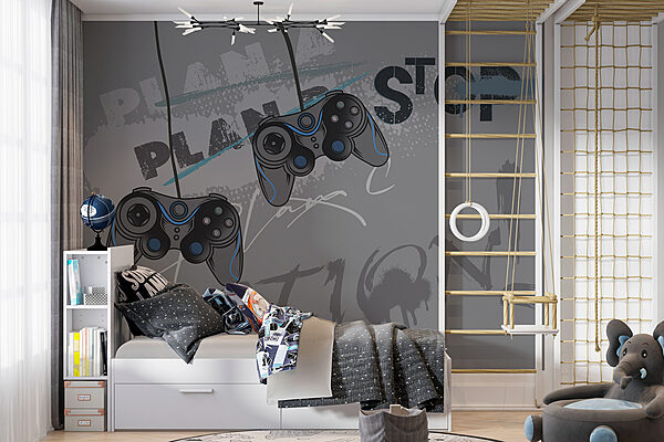 Controller di videogiochi su sfondo grigio Carta da parati Controller di videogiochi su sfondo grigio