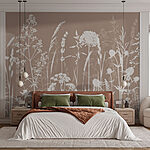 Carta da parati Silhouetted Wildflowers su sfondo neutro