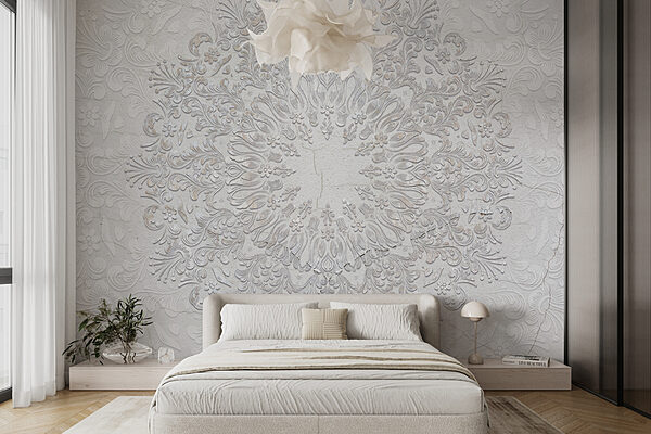 Disegno floreale bianco su superficie bianca Carta da parati Disegno floreale bianco su superficie bianca