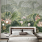 Carta da parati Carta da parati con fiori e foglie