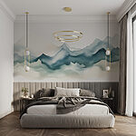 Carta da parati Wall murals Watercolor of mountains