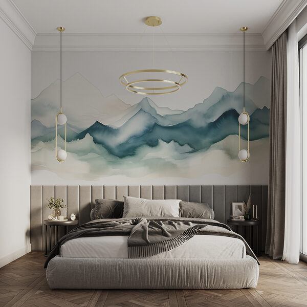 Wall murals Watercolor of mountains Carta da parati Wall murals Watercolor of mountains