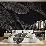 Carta da parati Wall murals Black and white image of a leaf