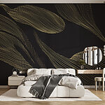 Carta da parati Wall murals Black background with yellow lines