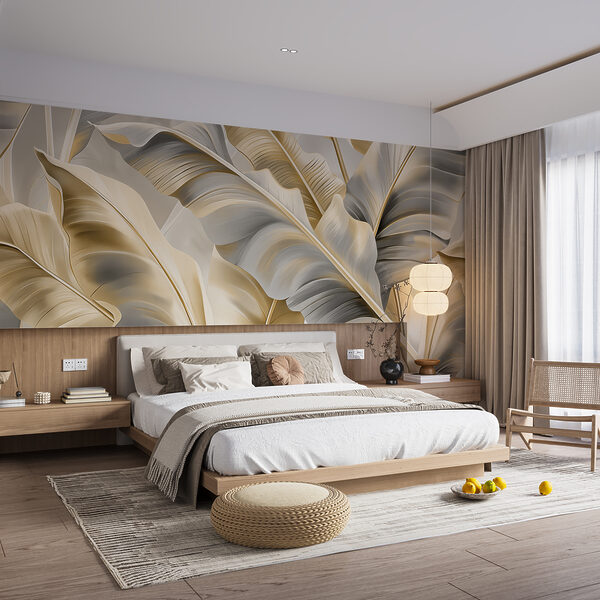 Eleganti volute di crema e beige Carta da parati Eleganti volute di crema e beige