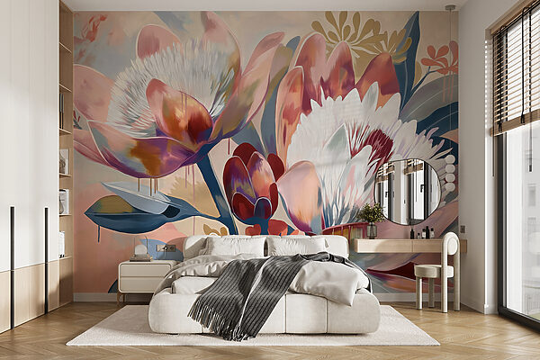 Pittura di fiori su una superficie Carta da parati Pittura di fiori su una superficie