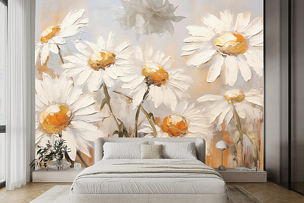 Pittura di fiori bianchi Carta da parati Pittura di fiori bianchi