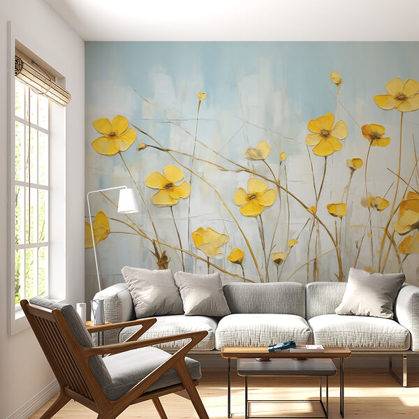 Pittura di fiori gialli Carta da parati Pittura di fiori gialli
