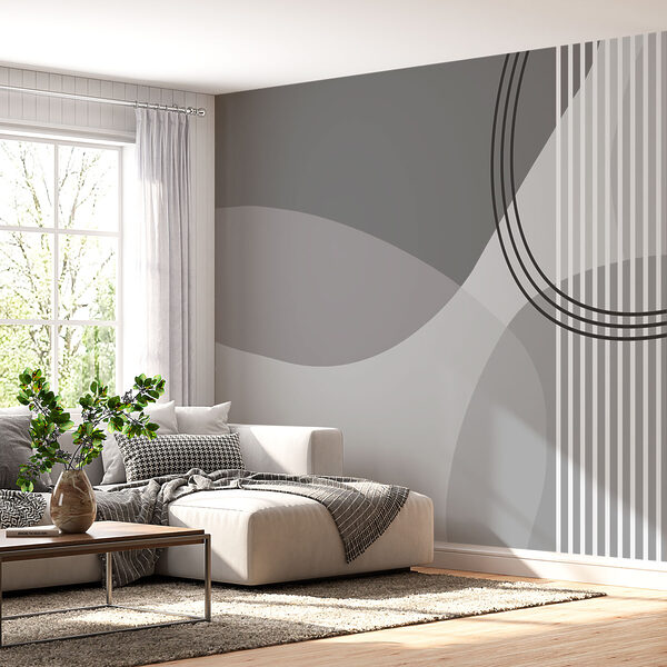 Sfondo grigio e bianco con cerchi e linee Carta da parati Sfondo grigio e bianco con cerchi e linee