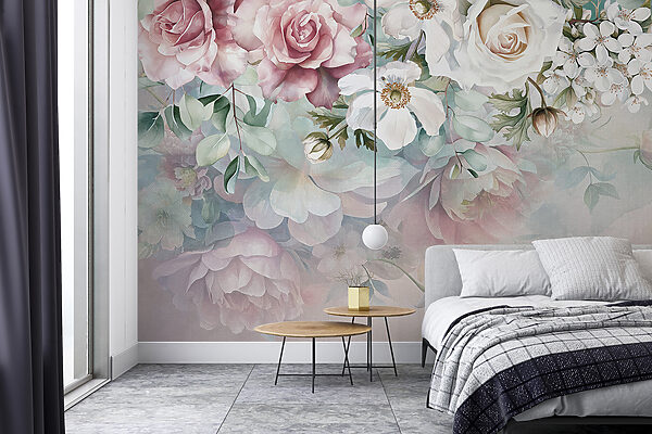 Pittura di fiori su una superficie Carta da parati Pittura di fiori su una superficie