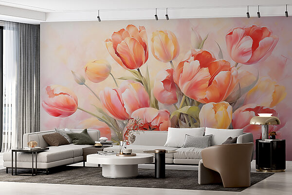 Pittura di fiori su sfondo bianco Carta da parati Pittura di fiori su sfondo bianco
