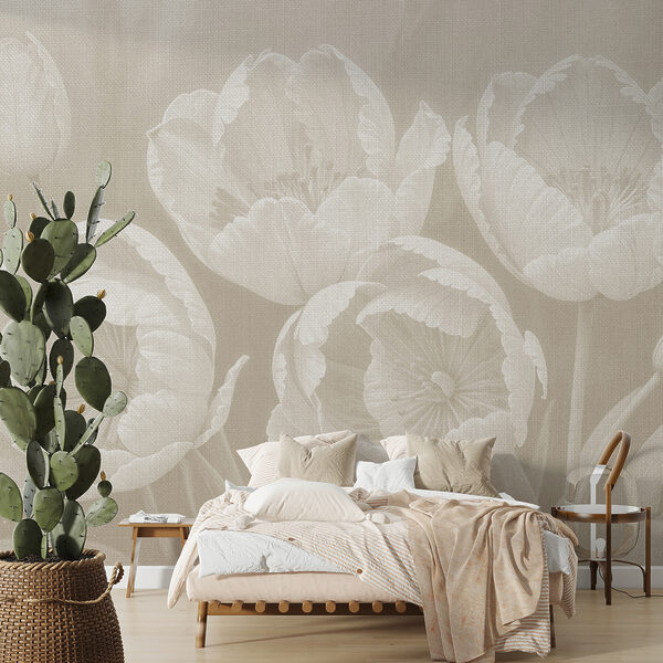 Elegante esposizione floreale in seppia Carta da parati Elegante esposizione floreale in seppia
