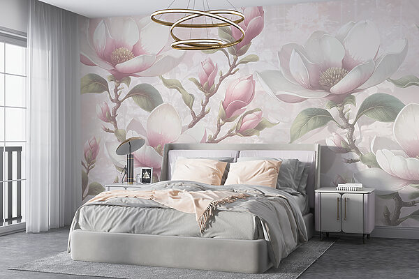 Eleganti magnolie in fiore Carta da parati Eleganti magnolie in fiore