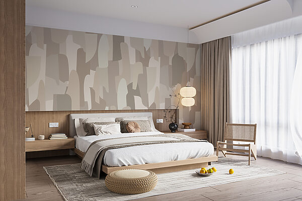 Forme astratte beige si intrecciano Carta da parati Forme astratte beige si intrecciano