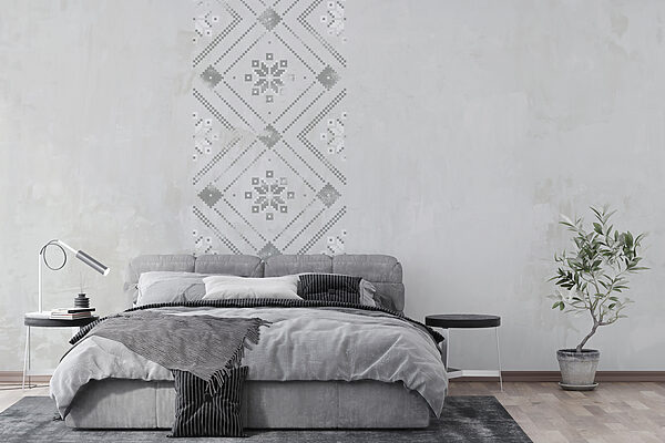 Motivo grigio e bianco su superficie bianca Carta da parati murale Motivo grigio e bianco su superficie bianca