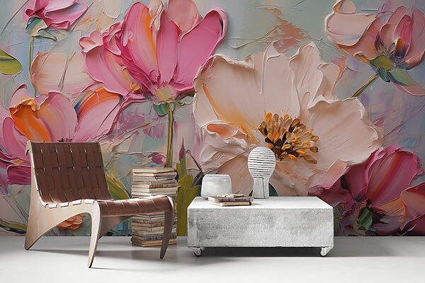 Carta da parati Pittura di fiori su tela