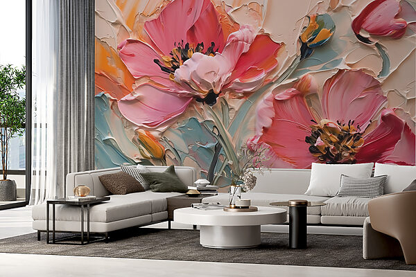 Pittura di fiori su tela Carta da parati Pittura di fiori su tela