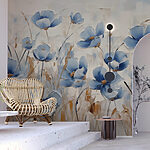 Carta da parati Pittura di fiori blu