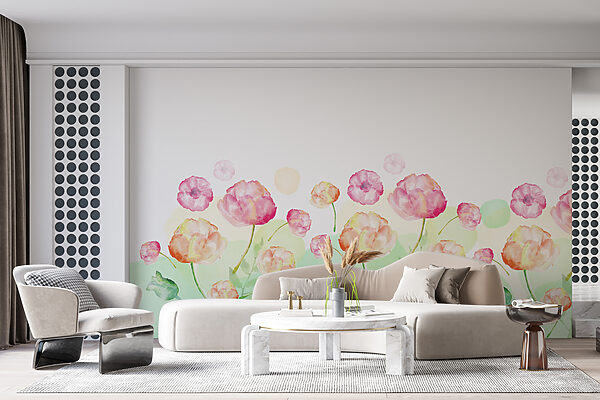 Pittura ad acquerello di fiori Carta da parati Pittura ad acquerello di fiori