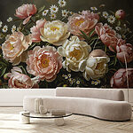 Carta da parati murale Bouquet di fiori rosa e bianchi