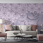 Carta da parati Elegante motivo floreale color lavanda