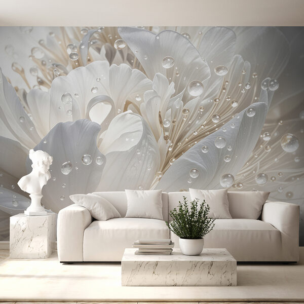 Carta da parati murale I petali baciati dalla rugiada risplendono luminosi