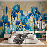 Carta da parati Pittura di fiori blu