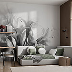 Carta da parati Immagine in bianco e nero di fiori
