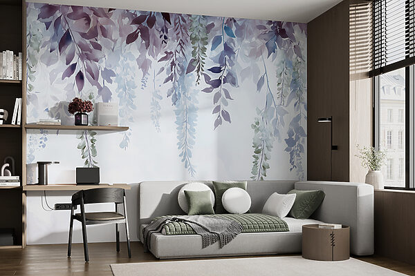 Pittura di foglie e fiori Carta da parati Pittura di foglie e fiori