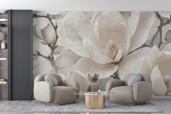 Eleganti magnolie in tonalità tenui Carta da parati Eleganti magnolie in tonalità tenui