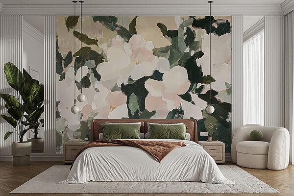 Pittura di fiori e foglie Carta da parati Pittura di fiori e foglie