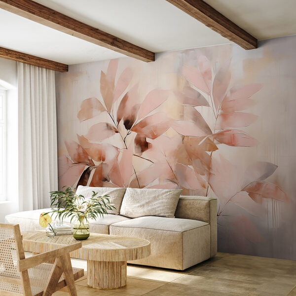 Pittura di foglie su una superficie bianca Carta da parati Pittura di foglie su una superficie bianca
