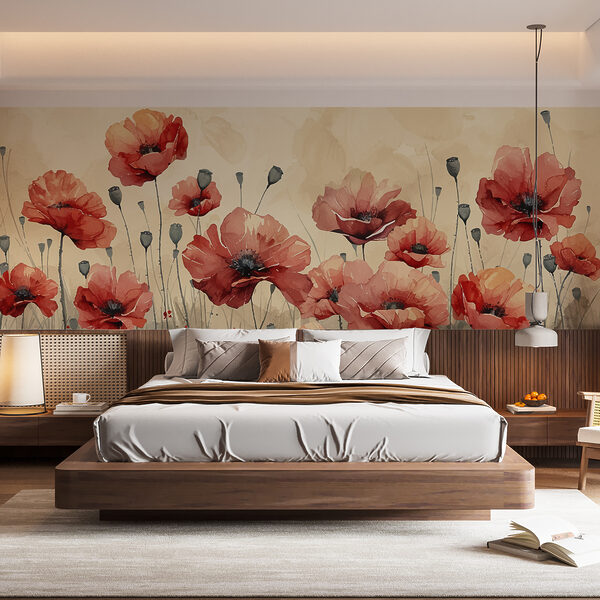 Pittura di fiori rossi Carta da parati Pittura di fiori rossi