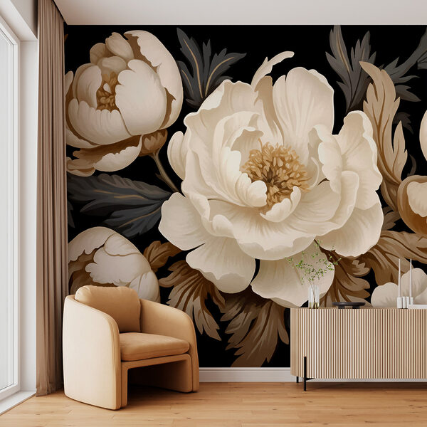 Eleganti fioriture in un'arte senza tempo Carta da parati Eleganti fioriture in un'arte senza tempo
