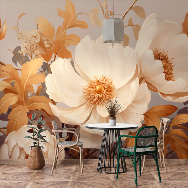 Fiori cremosi in serena armonia Carta da parati Fiori cremosi in serena armonia
