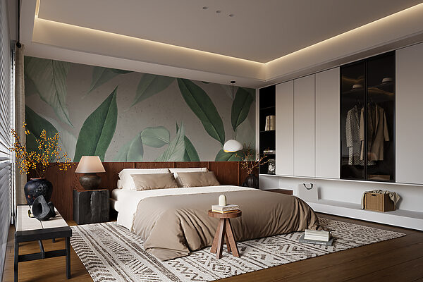 Motivo di foglie verdi Carta da parati Motivo di foglie verdi