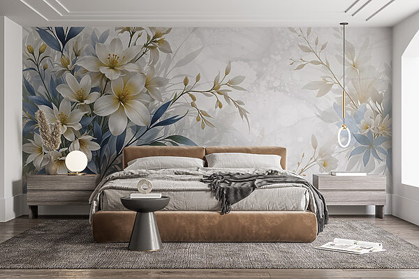 Pittura di fiori e foglie Carta da parati Pittura di fiori e foglie