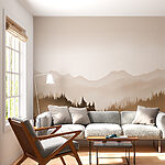 Carta da parati Paesaggio di alberi e montagne