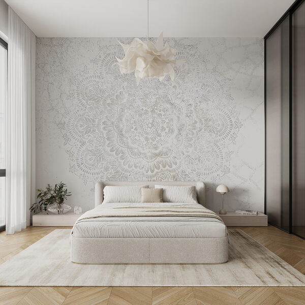 Disegno circolare bianco su una superficie bianca Carta da parati Disegno circolare bianco su una superficie bianca