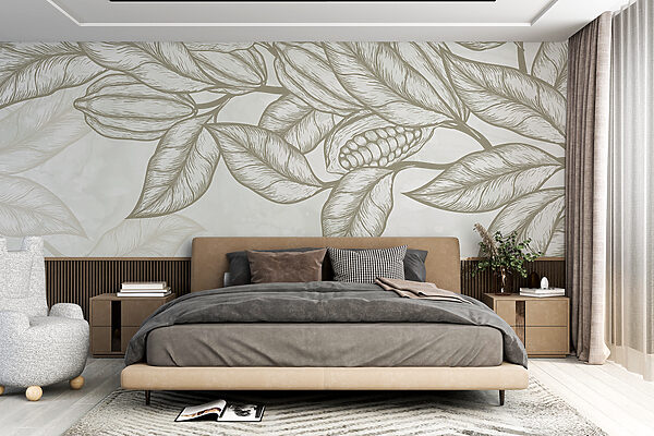 Carta da parati Carta da parati Pianta con foglie e fagioli (COD: w08334)