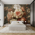 Carta da parati Pittura di fiori su una parete