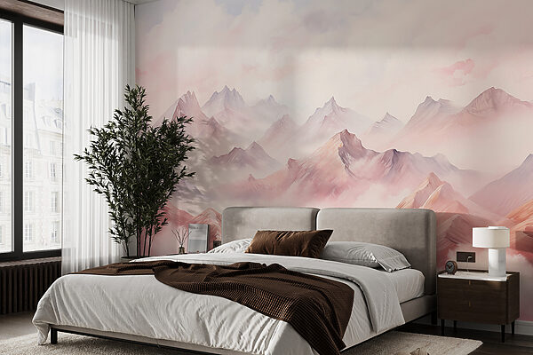 Pittura di montagne e nuvole Carta da parati Pittura di montagne e nuvole
