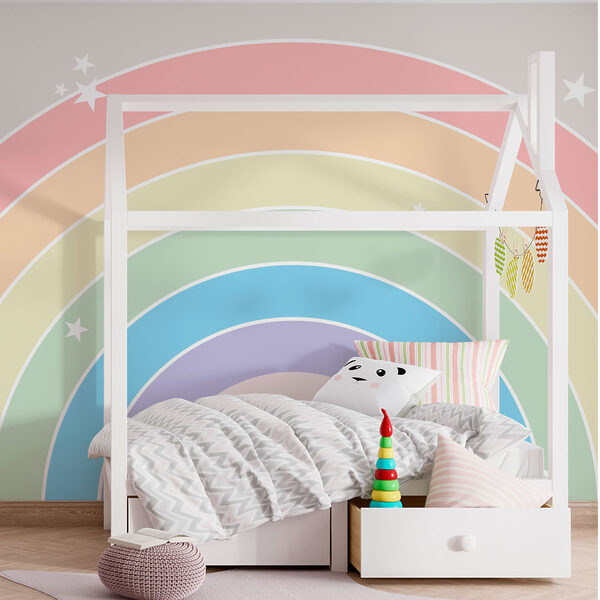 Arcobaleno con stelle nel cielo Carta da parati Arcobaleno con stelle nel cielo