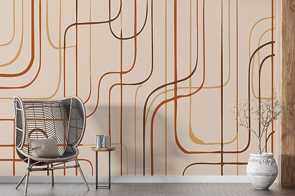 Linee marroni su sfondo beige Carta da parati Linee marroni su sfondo beige