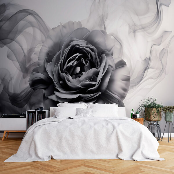 Immagine in bianco e nero di una rosa Carta da parati Immagine in bianco e nero di una rosa