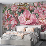Carta da parati Pittura di fiori rosa