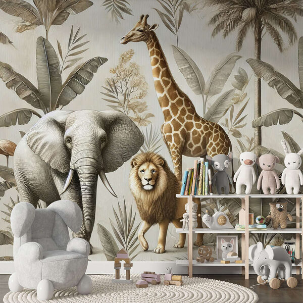 Carta da parati con animali e piante Carta da parati Carta da parati con animali e piante