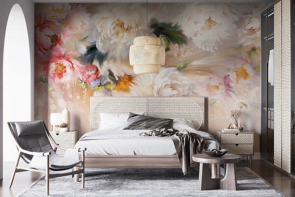 Pittura di fiori su sfondo bianco Carta da parati Pittura di fiori su sfondo bianco